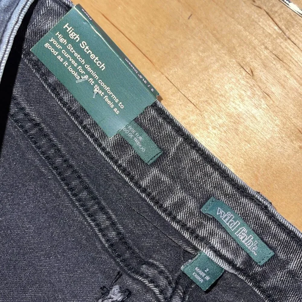 Wild Fable Womens Low Rise High Stretch Whiskered Flare Jeans Vintage Black Size